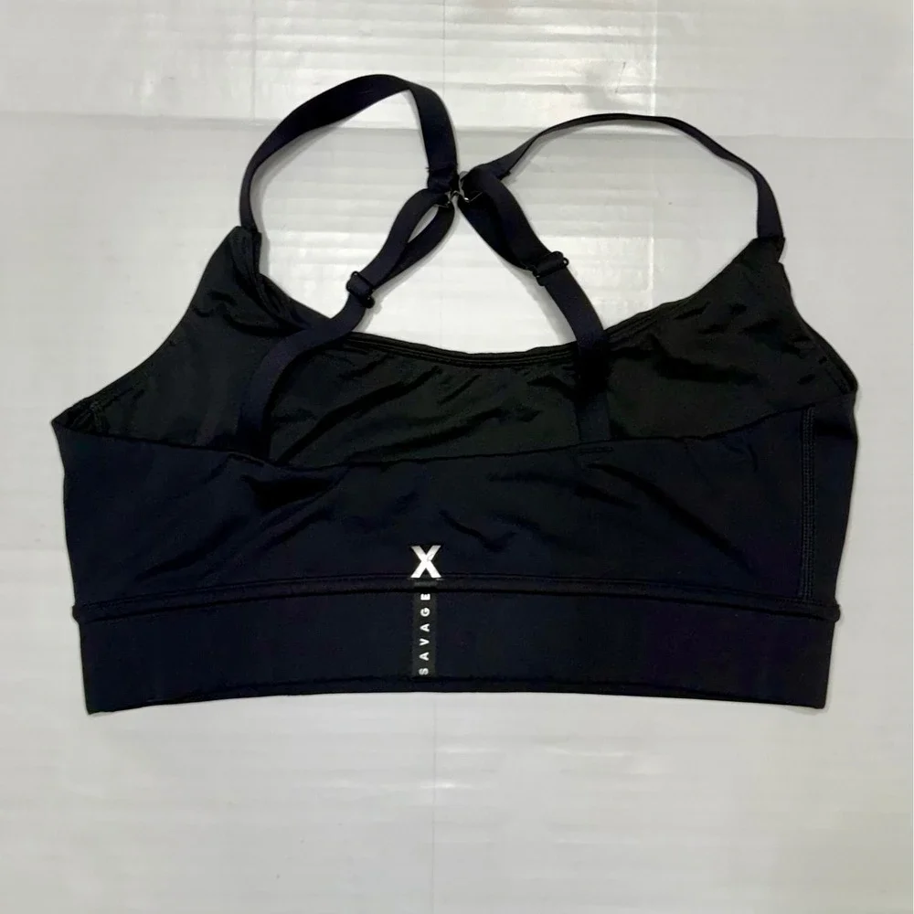 Savage X Fenty Womens Black Graphic Racerback Sports Bra Size L US 12/14